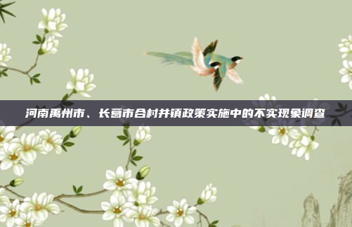 河南禹州市、长葛市合村并镇政策实施中的不实现象调查