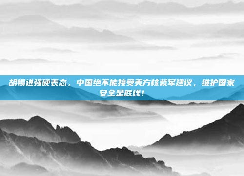 胡锡进强硬表态，中国绝不能接受美方核裁军建议，维护国家安全是底线！