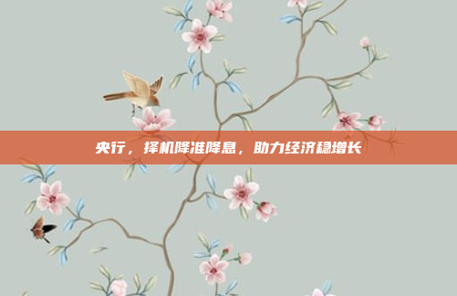 央行，择机降准降息，助力经济稳增长