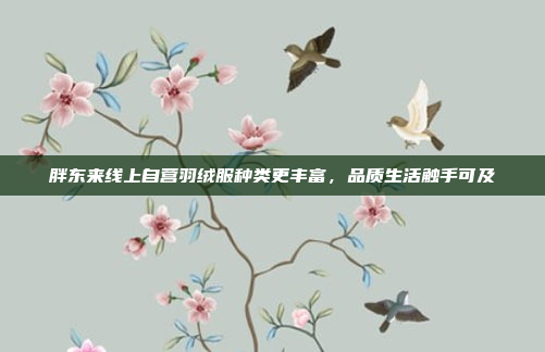 胖东来线上自营羽绒服种类更丰富，品质生活触手可及